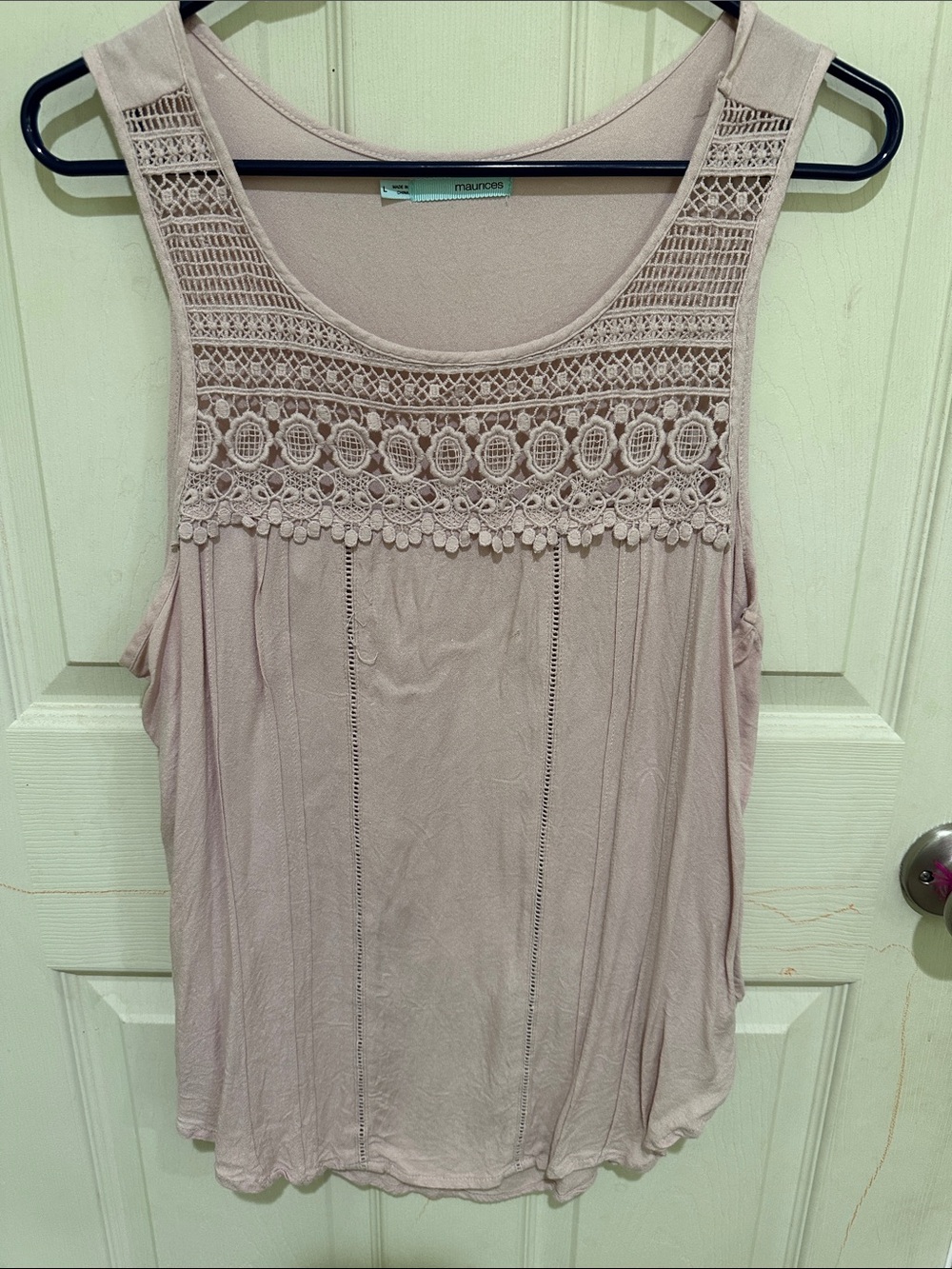 Maurices Crochet Yoke Tank Top - Blush Pink
